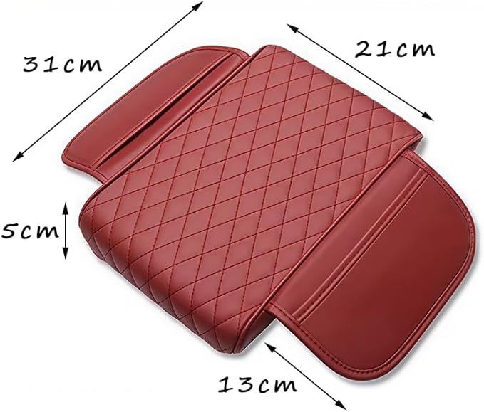 Car Armrest Cushion for GMC Sierra 1500 1999–2025 2026 GMT T1XX,Multifunctional Car Armrest Heightening Pad,Car Center Console Cover,Waterproof Nappa Leather Arm Rest Protector,Red