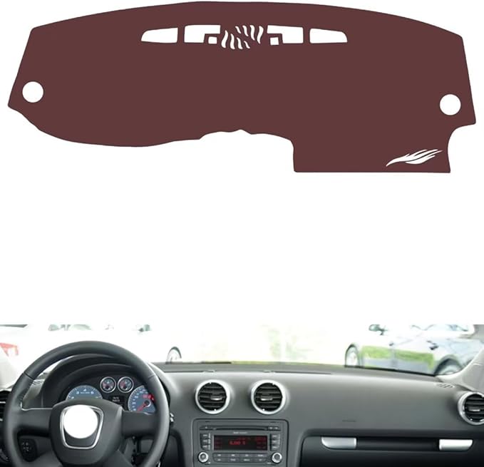 Leather Dashboard Cover Compatible with Audi A3 2008-2013,Dash Board Cover mat Anti-Slip Sun-Proof and dust-Proof(Brown)