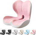 Back and Seat Cushion, Car Seat Cushion, Soothe+ Cushion, Memory Foam L-Shaped Integrated Seat Cushions Lumbar & Lower Back Support for Office Chair, Car (Pink-C)