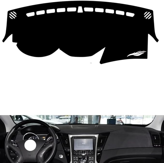 leather dashboard cover Compatible with HyundaiHyundai sonata Ⅷ (No speaker)，dash cover（black）
