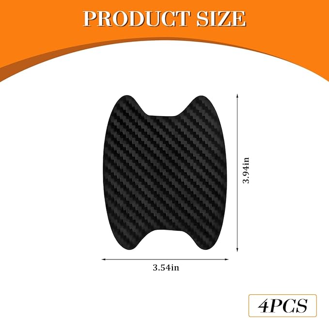 Car Door Handle Cup Scratch Protector, 4PCS 3D Carbon Fiber Vehicle Handle Bowl Sticker, Automotive Exterior Door Cup Protection Decal, Universal for SUV Caravan Automobile (Black)
