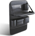 Car Backseat Organiser for Chevy Suburban 2020-2024, PU Leather Kick Mat, with Foldable Table - Waterproof Travel Storage Bag, Black
