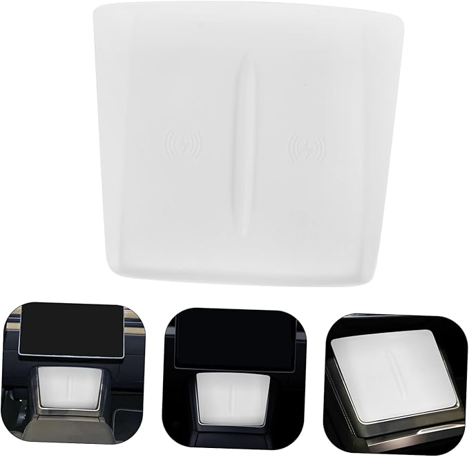 NUOBESTY Charging Pad for Silicone Non- Center Console Mat Easy Installation Design White Interior Accessory for Phone Charging