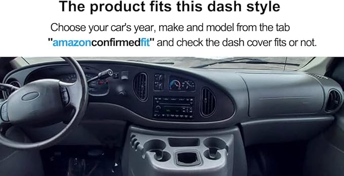 Dash Cover Mat Custom Fit for Ford E150 E250 E350 E450 Econoline Cargo Van Club Wagon,Dashboard Cover Pad Carpet (Black) J39
