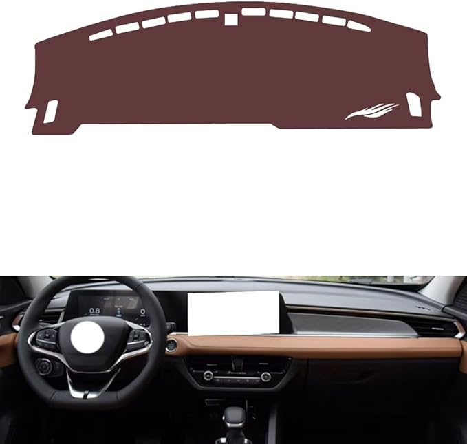 Leather Dashboard Cover Compatible with Ford Escort 2021-2022,Dash Board Cover mat Anti-Slip Sun-Proof and dust-Proof(Brown)