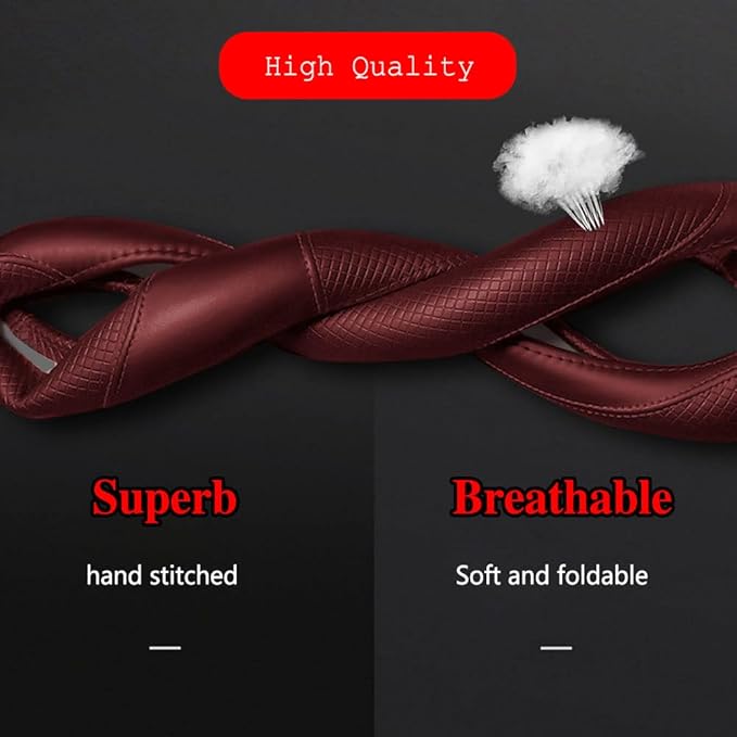 Car Steering Wheel Cover, Steering Wheel Cover for Men and Women, 15 Inch Microfiber Leather Auto Steering Wheel C Over, PU Leather Car Steering Wheel Cover Fit for Most Cars, SUVs, Trucks