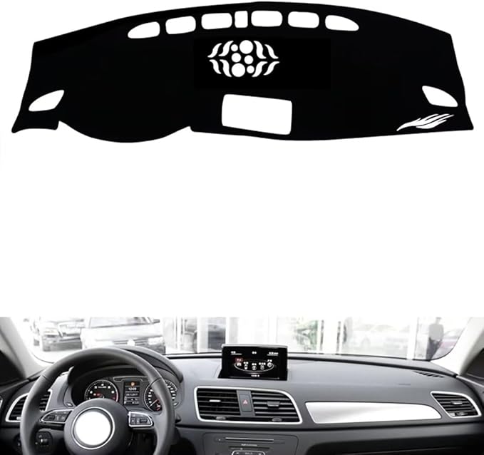 leather dashboard cover Compatible with Audi Q3 2013-2018，dash cover（black）