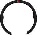 Suede Steering Wheel Cover ABS Car Steering Wheel Protector 14.96" Black Red 1 Pc
