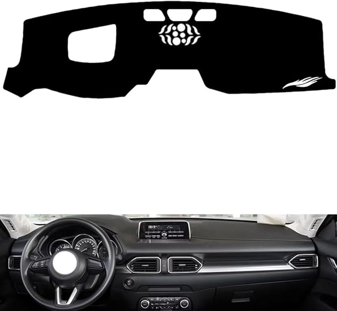 leather dashboard cover Compatible with Mazda CX-5（HUD） 2017-2021，dash cover（black）