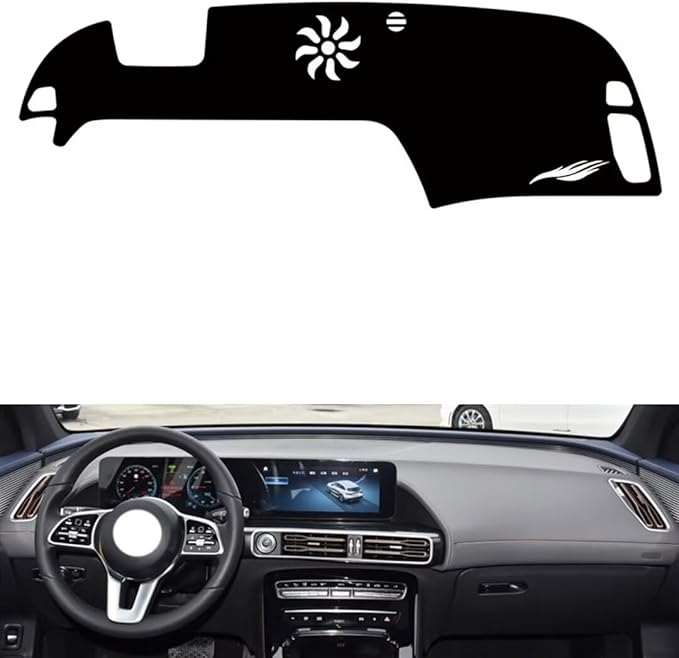 leather dashboard cover Compatible with Mercedes EQC（HUD），dash cover（black）