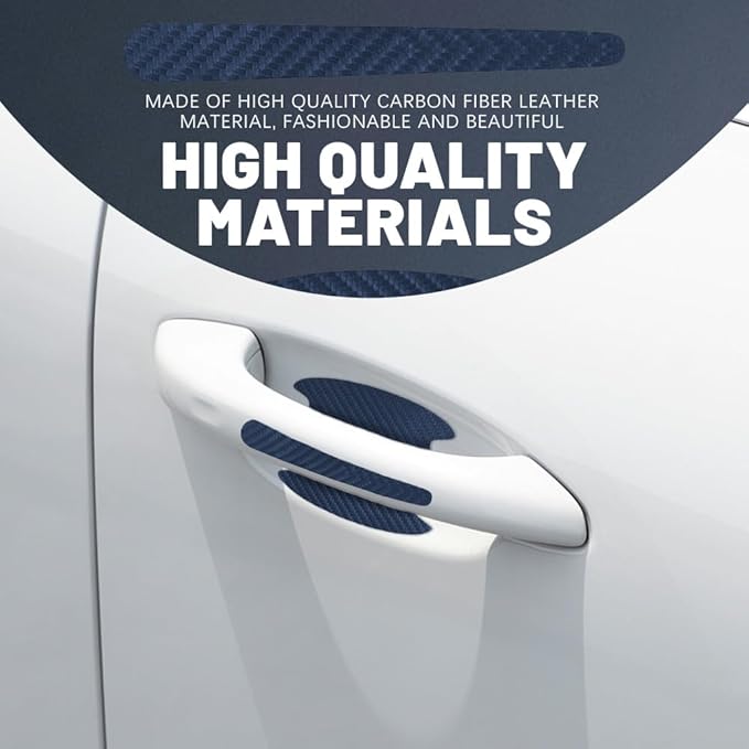 4pcs Car Door Handle Scratch Protectors, Door Handle Paint Protection Film, TPU Carbon Fiber Texture Door Bowl 3D Sticker, Car Accessories Universal for Most Cars (Blue)