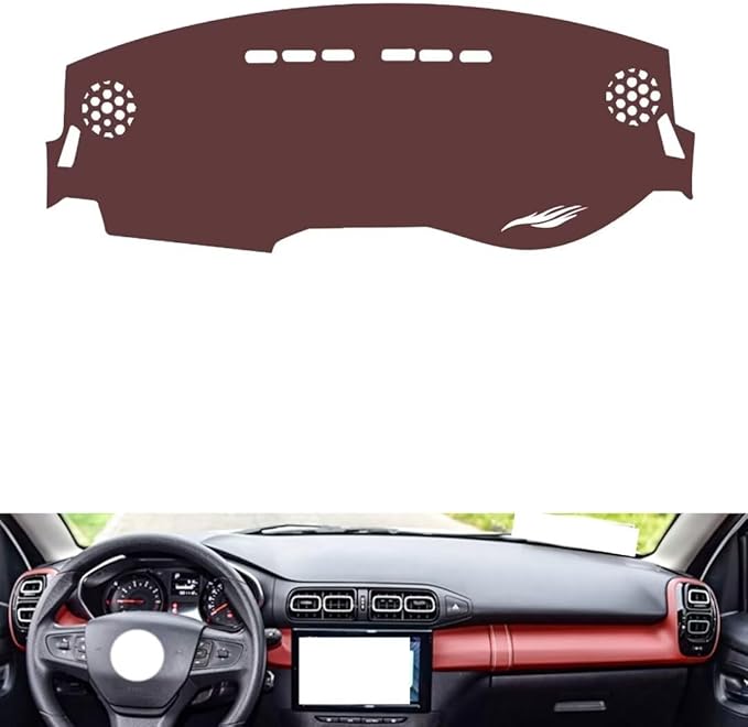 Leather Dashboard Cover Compatible with Citroen C3-XR 2019-20，Dash Cover, Non-Slip Dash Cover, Dash mat Dashboard Cover, Interior Dash Covers