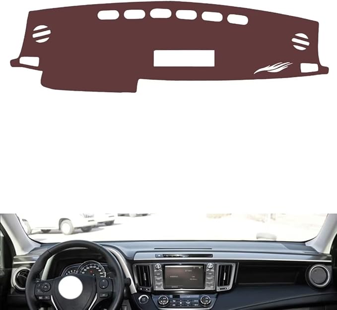 Leather Dashboard Cover Compatible with Toyota RAV4 2013-2019,Dash Board Cover mat Anti-Slip Sun-Proof and dust-Proof(Brown)