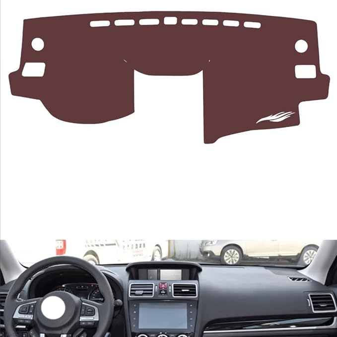 Leather Dashboard Cover Compatible with SubaruSubaru WRX 2014-2017,Dash Board Cover mat Anti-Slip Sun-Proof and dust-Proof(Brown)