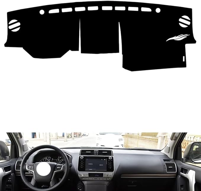 leather dashboard cover Compatible with Toyota Prado（no speakers 2018-2019，dash cover（black）
