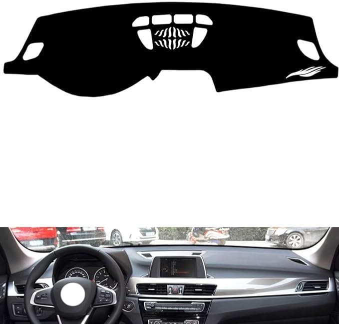 leather dashboard cover Compatible with BMW X1（NO HUD、speaker） 2016-2022，dash cover（black）