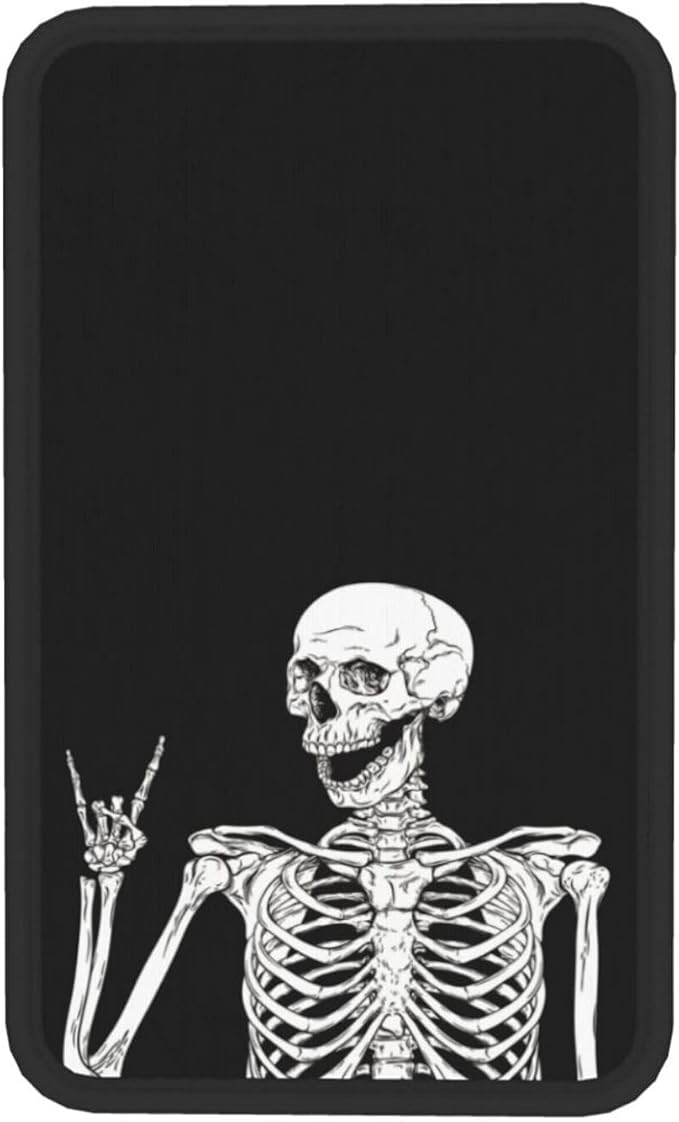 DORKEIXIA Black Funny Skull Human Skeleton Auto Center Console Armrest Pad Universal Car Center Console Cover Seat Box Cover for Sedan, Van, SUV, Truck Car Accessorie