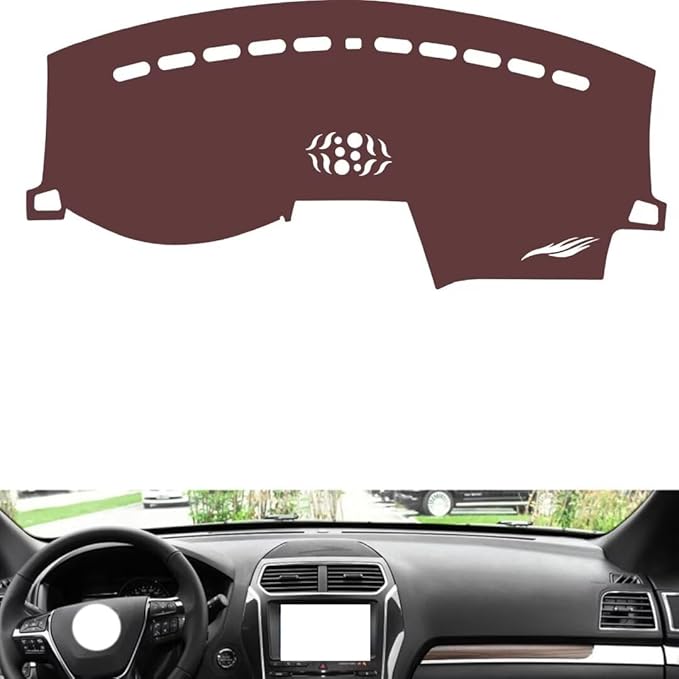 Leather Dashboard Cover Compatible with Ford Explorer (No Warning Light 2011-2018,Dash Board Cover mat Anti-Slip Sun-Proof and dust-Proof(Brown)