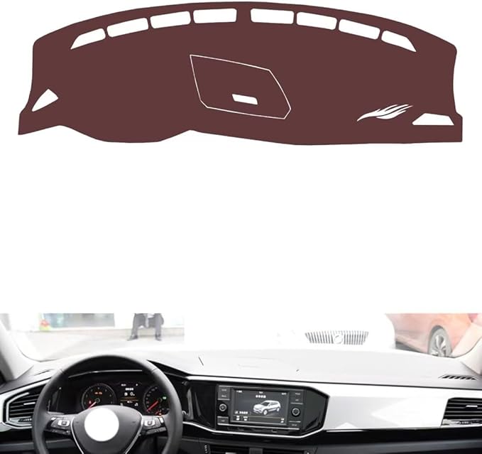 Leather Dashboard Cover Compatible with VW Tayron（Storage Box） 2019-2022,Dash Board Cover mat Anti-Slip Sun-Proof and dust-Proof(Brown)