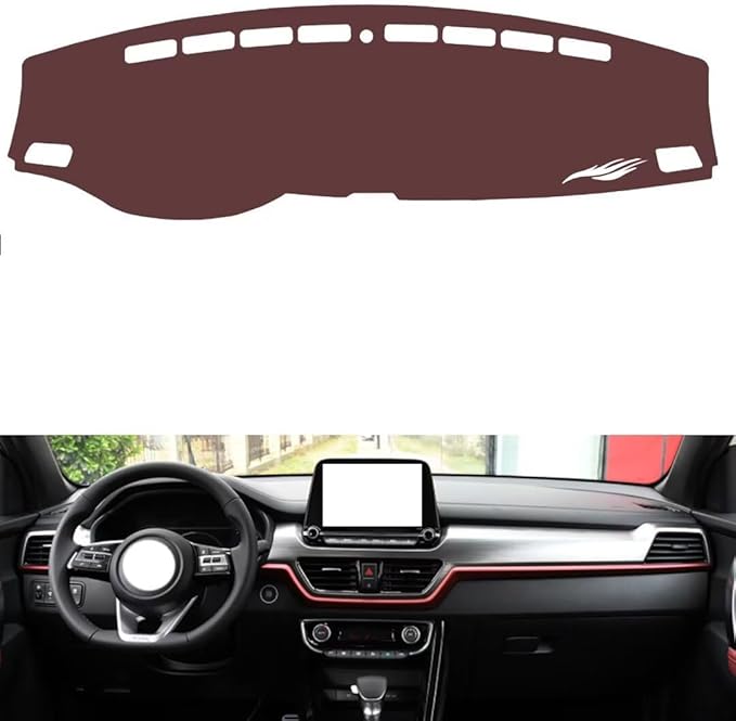 Leather Dashboard Cover Compatible with KIA New Sportage 2018-2021,Dash Board Cover mat Anti-Slip Sun-Proof and dust-Proof(Brown)