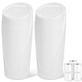 Kincown Car Trash Can, 2 Packs Mini Car Trash Bin with Lid, Leakproof Cup Holder Car Garbage Can with 60 Trash Bags, Vehicle Front Back Seat Organizers and Storage for Car, Home, Office, White