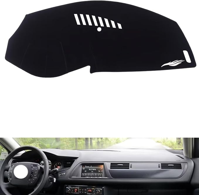 leather dashboard cover Compatible with Citroen C5 2010-2016，dash cover（black）
