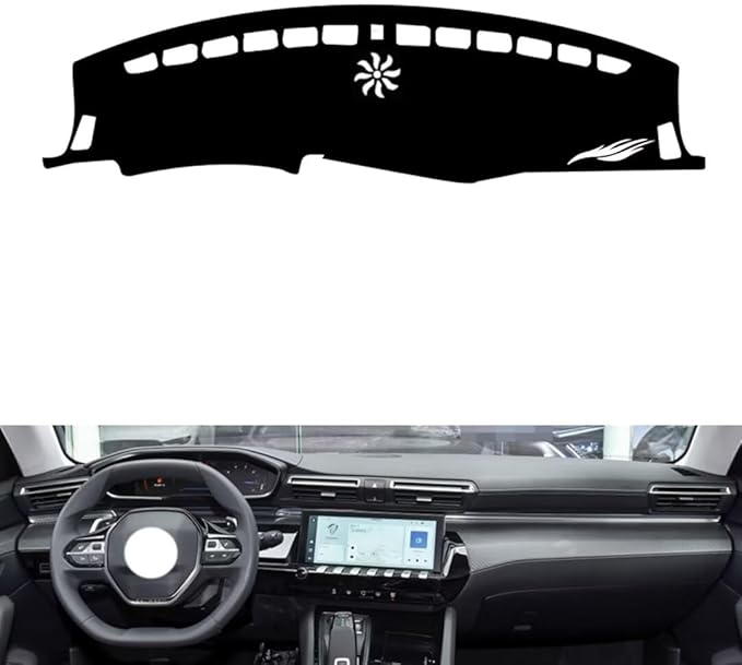 leather dashboard cover Compatible with Peugeot 508L 2019-2023，dash cover（black）