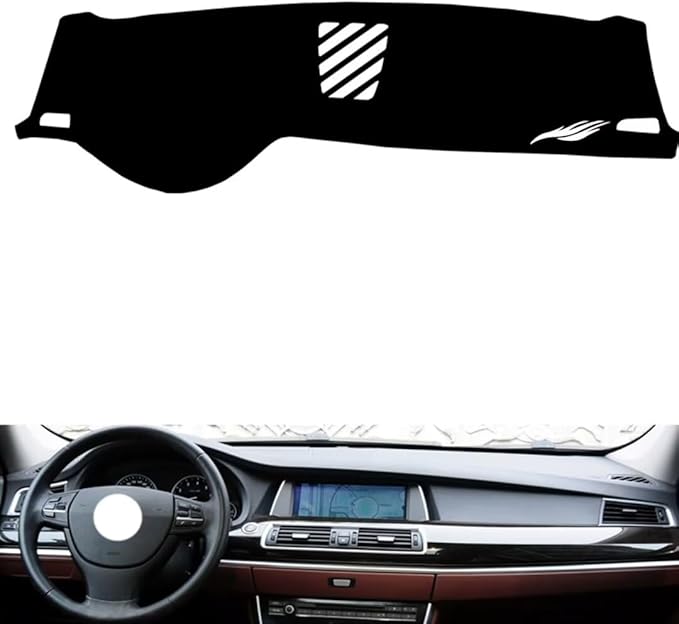 leather dashboard cover Compatible with BMW 5 series GT（NO HUD） 2010-2017，dash cover（black）