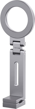 DT-MagClip Magnetic Clip-On Phone Holder for iPhone & Android (MagSafe) | 360° Adjustable Stand for Travel Desk Shopping Carts | Universal 1/4” Tripod Mount | Hands-Free & Creators Friendly (Silver)