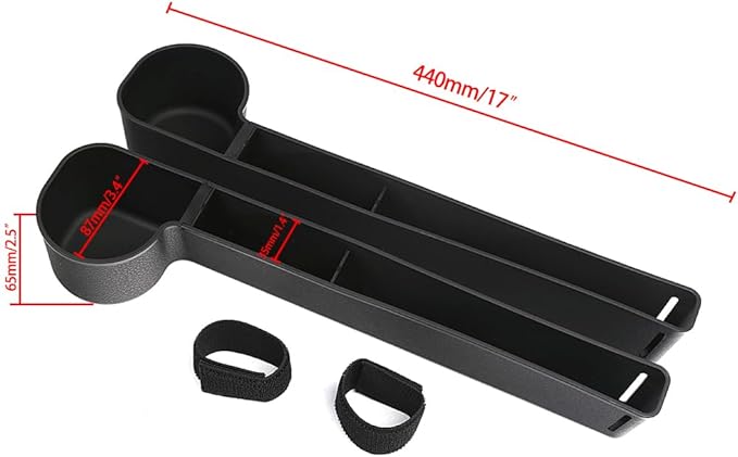 Car Seat Gap Filler, Multifunctional Seat Side Gap Filler with Cup Holder & Organizer, Gap Stopper Universal Fit Car SUV Truck Fill The Gap Between Seat & Console Set of 2 (Black)