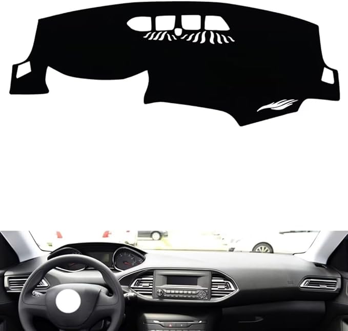 leather dashboard cover Compatible with Peugeot 308S，dash cover（black）