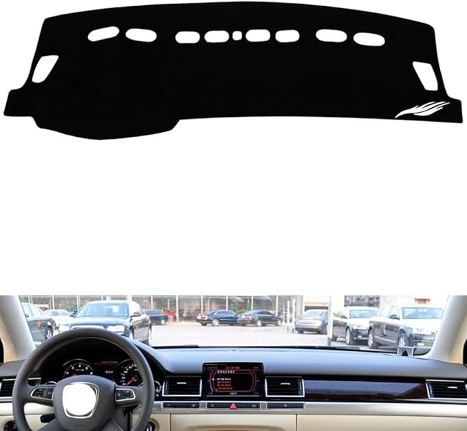 leather dashboard cover Compatible with Audi A8L 2006-2010，dash cover（black）