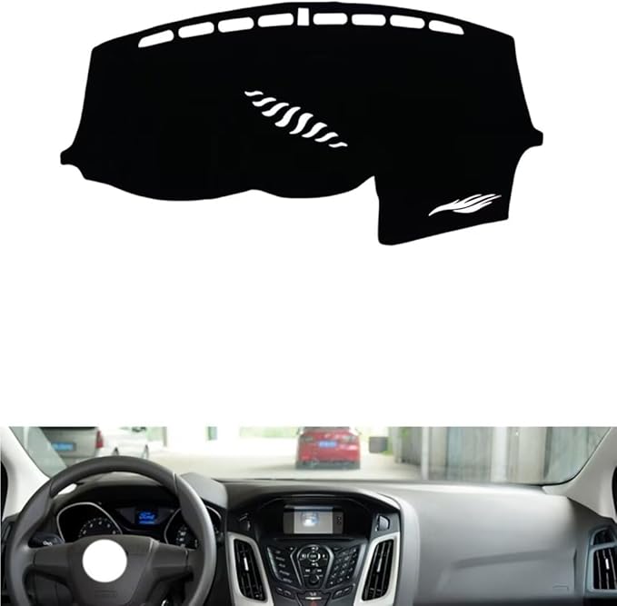 leather dashboard cover Compatible with FORD NEW Focus (speakers) 2012-2018，dash cover（black）