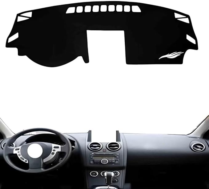 leather dashboard cover Compatible with Nissan Qashqai (navigation) 2008-2015，dash cover（black）