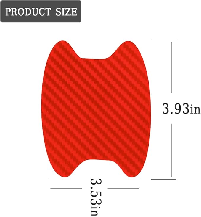8PCS Car Door Handle Sticker, Carbon Fiber Anti-Scratches Car Door Cup Protector, Non-Marking Auto Door Handle Protective Film, Self-Adhesive Door Side Paint Protector for All Cars (Red/8PCS)