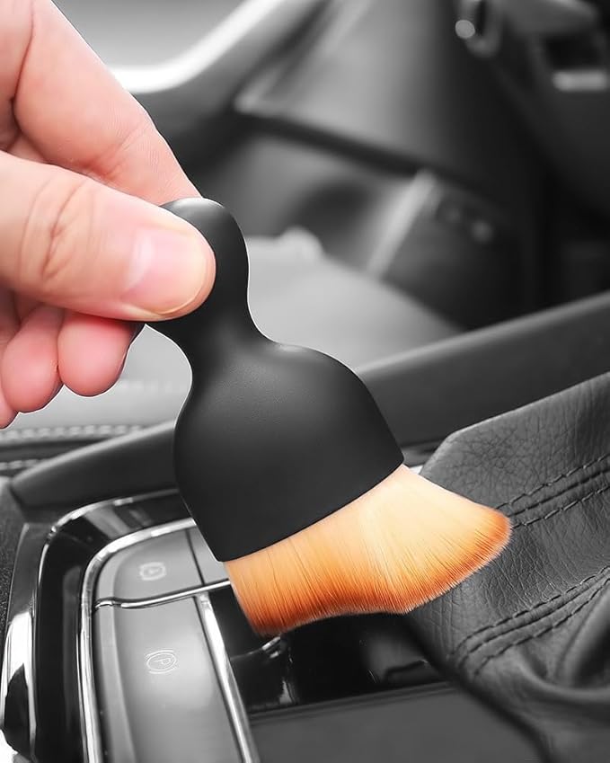6PCS Car Detailing Brush Set Soft Boars Hair Car Interior Detailing Brushes Car Interior Detailing Kit Car Cleaning Gel Supplies Kit Car Dust Brush Car Accessories for Truck, Ruv, Interior
