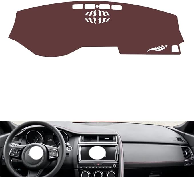 Leather Dashboard Cover Compatible with Jaguar E-PACE,Dash Board Cover mat Anti-Slip Sun-Proof and dust-Proof(Brown)