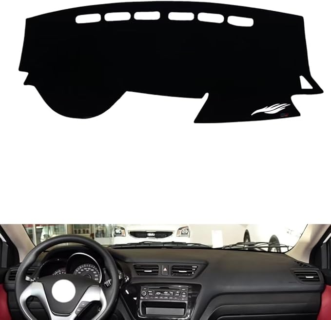 leather dashboard cover Compatible with KIA K2 2011-2015，dash cover（black）