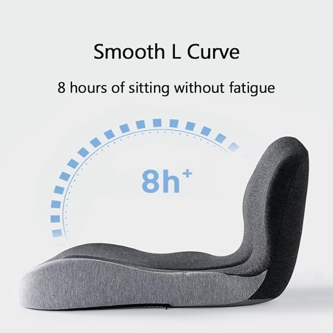 Celinva Orthopedic Cushion,Back and Seat Cushion, Soothe+ Cushion, Memory Foam L-Shaped Integrated Seat Cushions Lumbar & Lower Back Support for Office Chair, Car (Dark Grey-b)