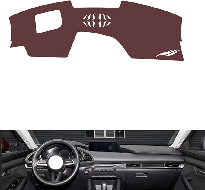 generic leather dashboard cover Compatible with Mazda 3 Axela (HUD) 2020-2023，dash cover, Non-Slip Dash Cover, Dash mat Dashboard Cover, Interior Dash Covers, brown