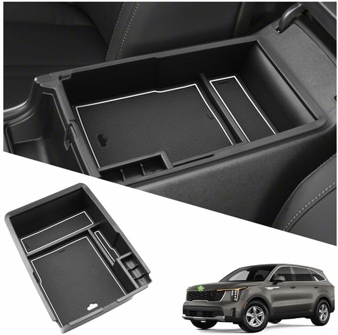 Ruiya 2021-2026 Sorento Center Console Organizer for 2026 Kia Sorento Accessories ABS Material Armrest Console Organizer Compatible with 2021 2022 2023 2024 2025 2026 Kia Sorento