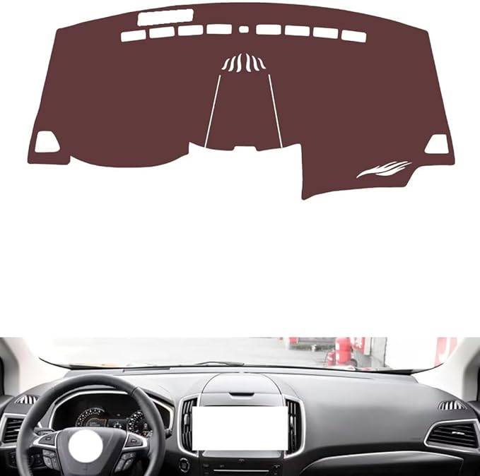 Leather Dashboard Cover Compatible with Ford Edge （Warning Light） 2015-2018，Dash Cover, Non-Slip Dash Cover, Dash mat Dashboard Cover, Interior Dash Covers