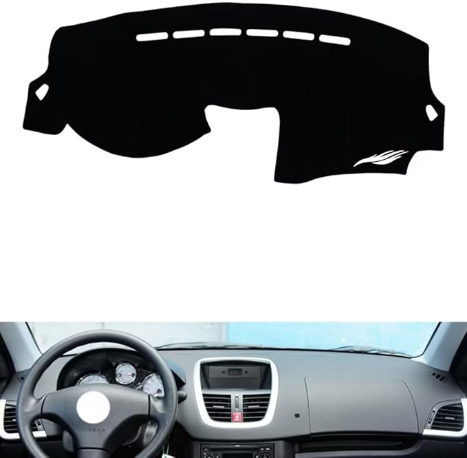 leather dashboard cover Compatible with Peugeot 207，dash cover（black）