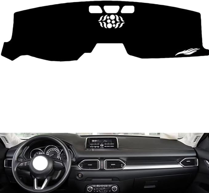 leather dashboard cover Compatible with Mazda CX-5（NO HUD） 2017-2021，dash cover（black）