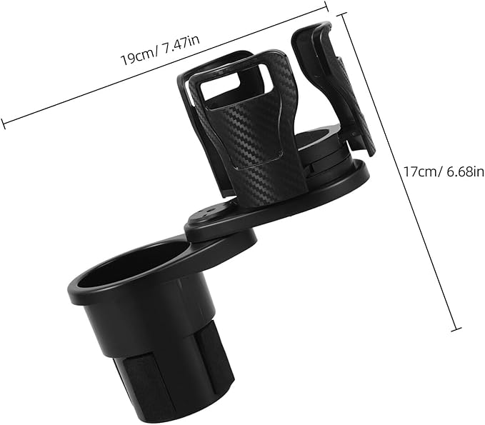 Car Cup Holder Expander 2-in-1 Rotating Drink Holder with Food Tray Multifunctional Attachment for Water Bottles in Vehicles
