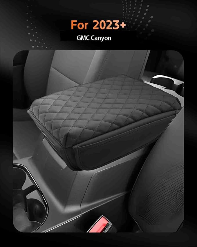 CDEFG for 2023-2025 2026 GMC Canyon Center Console Cover Armrest Box Cover for Canyon (Elevation, AT4, Denali) 2023 2024 2025 Accessories Console Arm Rest Protector Checkered Padded Side Pocket