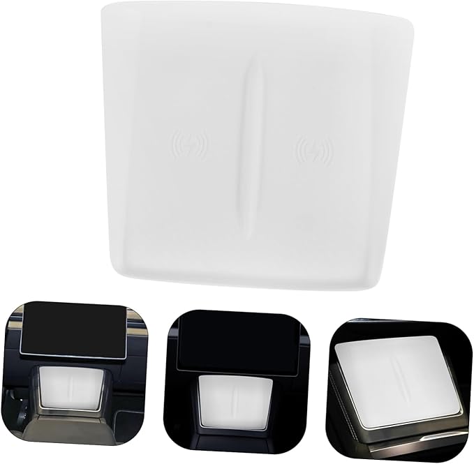Center Console Charging Mat - Silicone Pad for Model Easy Installation Compatible Induction Chargers White Color