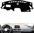 leather dashboard cover Compatible with Mazda 3 Axela (HUD) 2014-2019，dash cover（black）