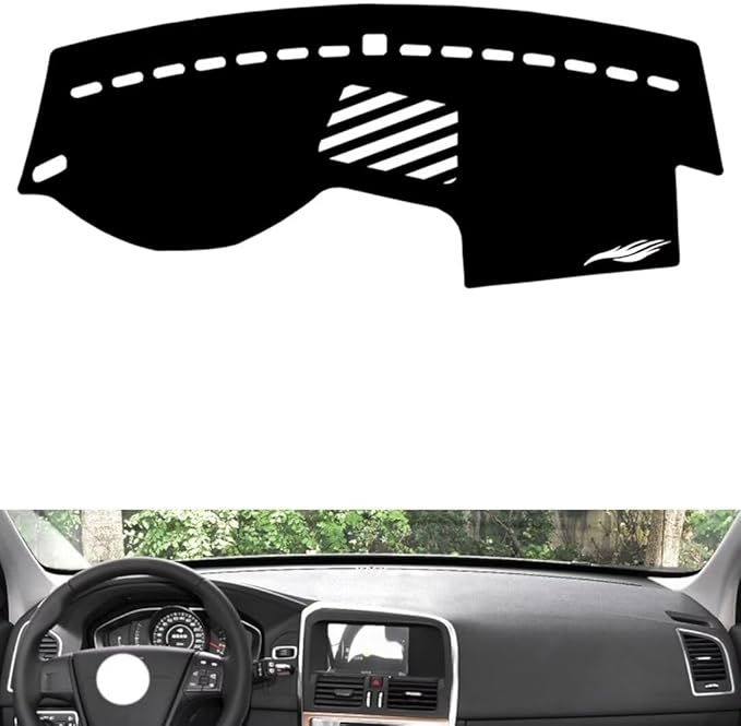 leather dashboard cover Compatible with Volvo XC60（speaker、No warning light） 2011-2017，dash cover（black）
