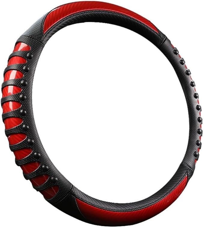Steering Wheel Cover For Women And Men,Carbon Fiber Steering Wheel-Anti-Slip, Scratch-Resistant, Current Fit For 14–16 Inch Wheels Fit For Most Cars(42CM Red)
